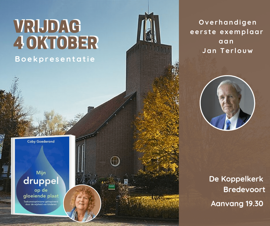 Jan Terlouw neemt 1e exemplaar Mijn druppel op de gloeiende plaat in ontvangst